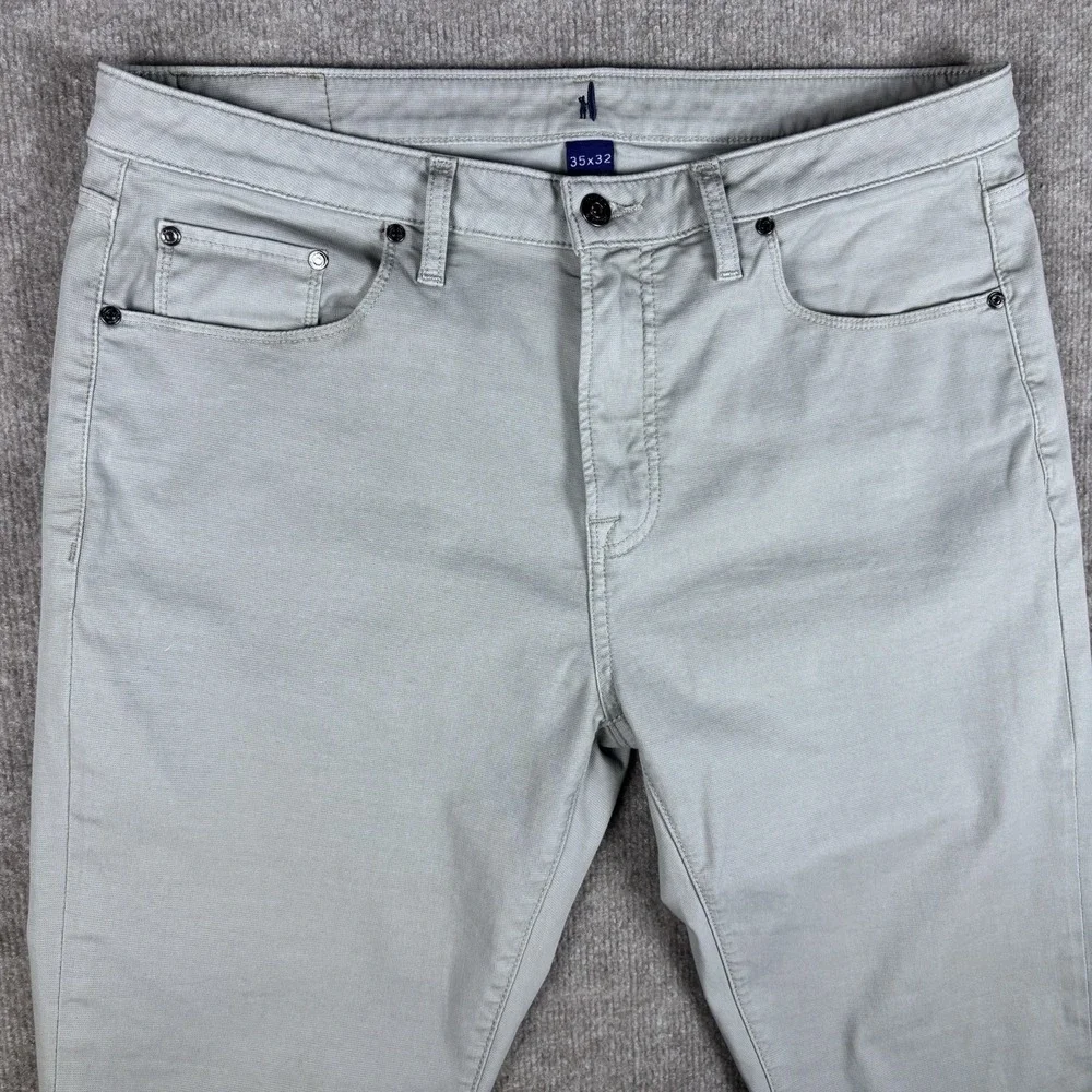 Johnnie-O 35x32 Light Gray Stretch 5 Pocket Pants Mens Straight Casual Golf